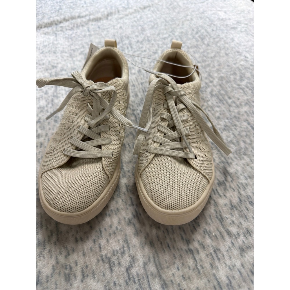Eddie Bauer Womens Knit Sneakers Taupe Lace Up Mesh Walking Shoes 318898 Size 6